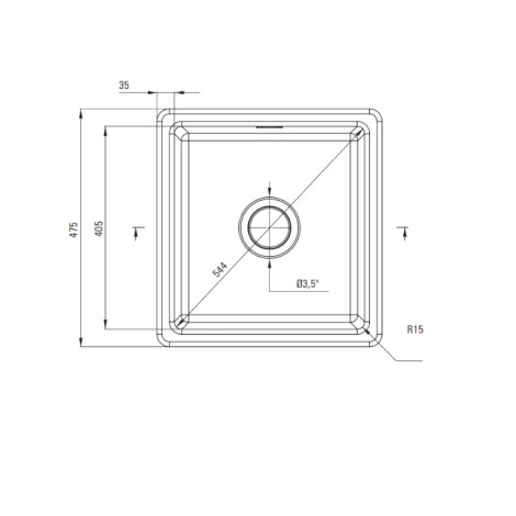 Deante Sabor zlewozmywak ceramiczny 1-komorowy 45,0x47,5x21,5 cm.