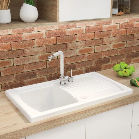 Deante Lusitano zlewozmywak ceramiczny wpuszczany 1.5-komorowy z ociekaczem 100x50 biały.