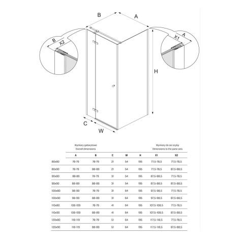 New Trendy Kalibra S kabina prostokątna 100x80x195cm