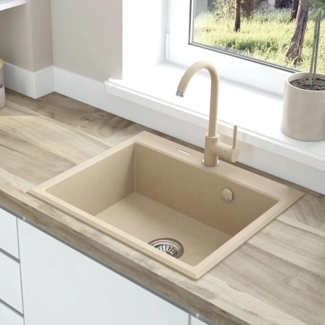 Deante Andante zlewozmywak granitowy 1-komorowy 60x52 piaskowy.