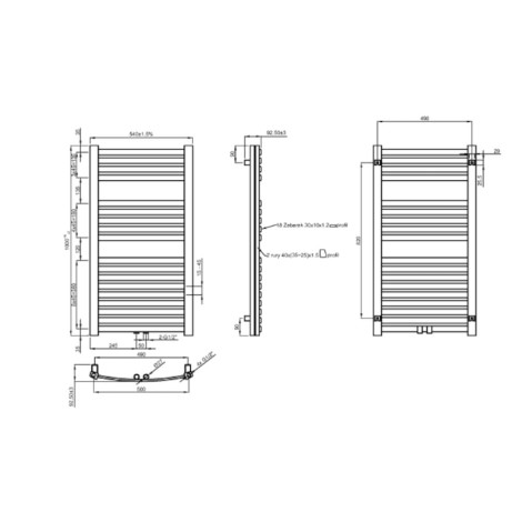 Invena Grzejnik łazienkowy drabinkowy 540x1000 446W biały