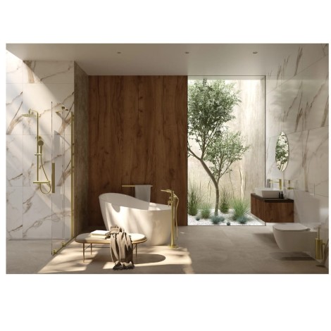 Deante Arnika deszczownia z baterią mieszazczową złoto szczotkowane