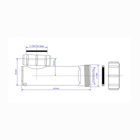 McAlpine syfon umywalkowy membranowy niski - rysunek techniczny.