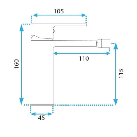 Rea Argus bateria bidetowa złota - rys. techniczny