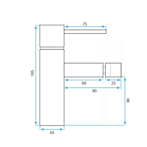 Rea Tess bateria bietowa chrom - rys. techniczny
