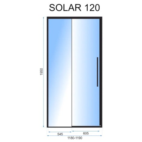 Rea Solar drzwi prysznicowe przesuwne 120x195, czarny
