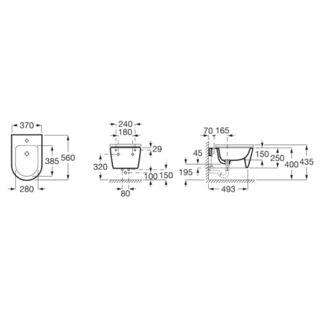 Roca Inspira Round bidet wiszący, onyx