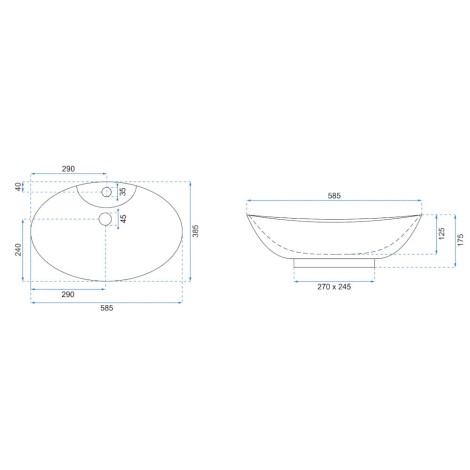 Rea Rosa-2 umywalka nablatowa 58,5x38,5