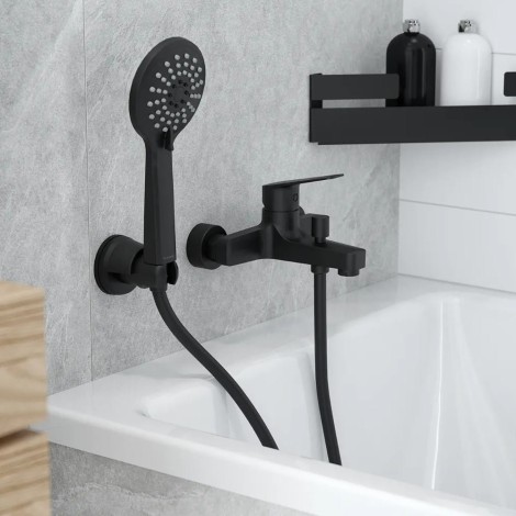 Deante Jasmin bateria wannowa ścienna  bez zestawu natryskowego nero.