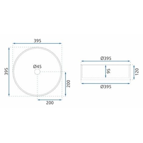Rea Ingrid Transparent umywalka nablatowa 39,5x39,5