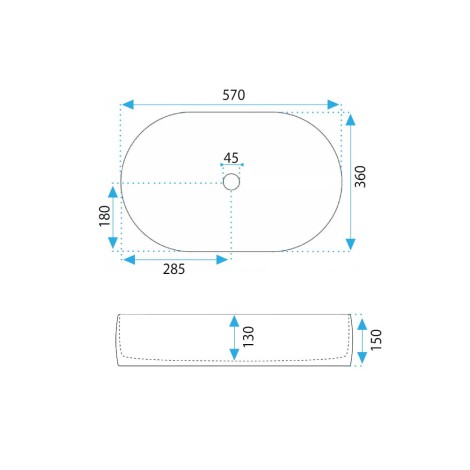 Rea Alma umywalka nablatowa 57x36