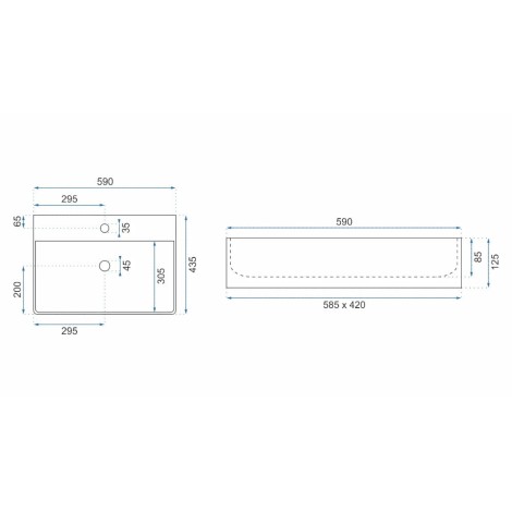 Rea Gina umywalka nablatowa 59x43,5