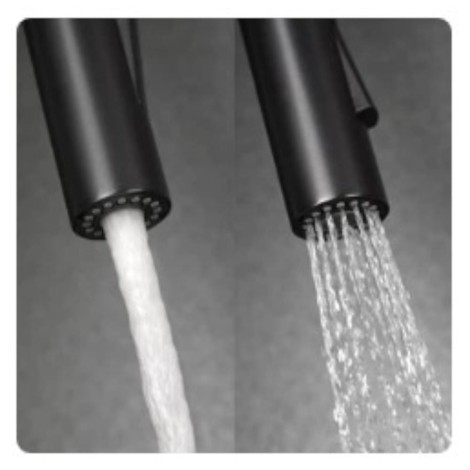 Deante Luno bateria zlewozmywakowa z giętką wylewką ze słuchawką 2-funkcyjną stal-szary - wylewka