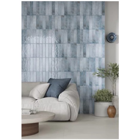 Paradyż Monpelli blue mix cegiełka struktura połysk płytka ścienna 6,5x29,5 cm