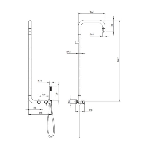 Deante Silia deszczownia z baterią natryskową chrom