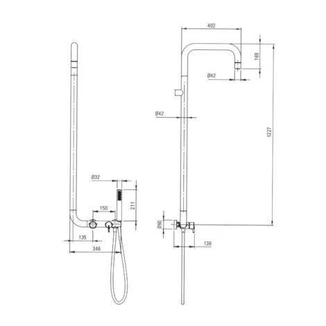 Deante Silia deszczownia z bateria natryskową stal szczotkowana