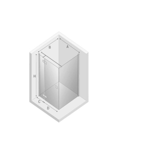New Trendy kabina New Renoma prostokątna lewa chrom 100x80x195 cm - rys.tech.