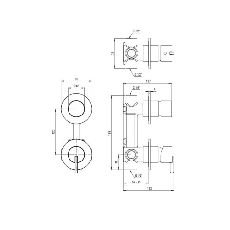 Deante Silia bateria natryskowa podtynkowa z przełączeniem natrysku czarna