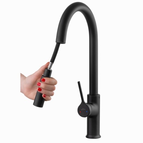 Invena Farsala bateria zlewozmywakowa z wyciaganą wylewką 2 funkcyjna czarna.