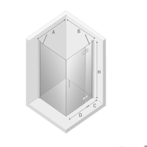 New Trendy New Renoma kabina 120x100x195cm- rysunek techniczny