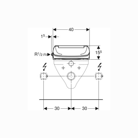 Geberit Aquaclean 4000 deska sedesowa biała - rysunek techniczny.