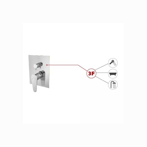 Ferro Algeo Square box bateria natryskowa podtynkowa 3-funkcyjna chrom.