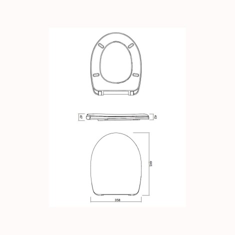 Cersanit Delfi deska twarda antybakteryjna - rysunek techniczny.