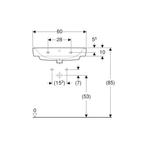 Geberit Selnova Compakt umywalka ścienna prostokątna 63x29cm