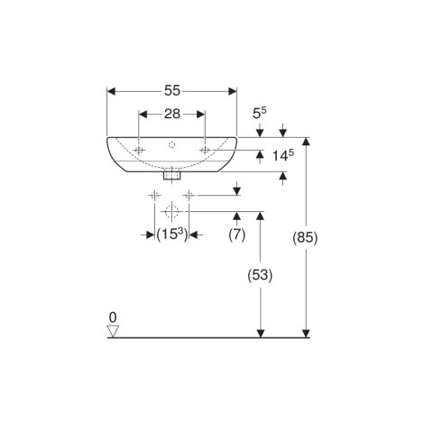 Geberit SELNOVA umywalka ścienna owalna 55x44cm