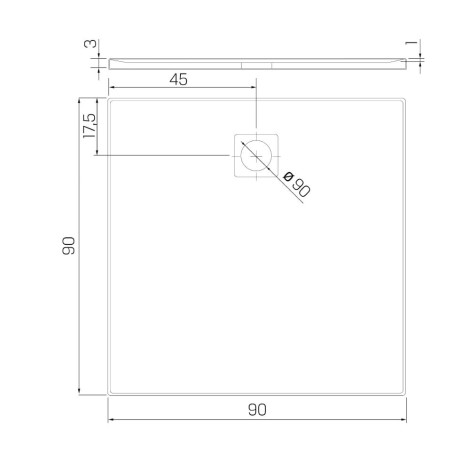 New Trendy Mori brodzik konglomeratowy kwadratowy czarny 90x90x3,5 cm
