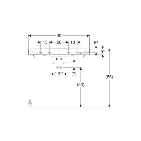 Geberit Smyle Square umywalka meblowa z dwoma otworami na baterię 90x48cm