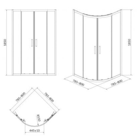 Cersanit Basic set 161 kabina półokrągła 80x185 szkło transpatentne z brodzikiem taco 80x16