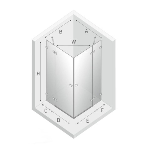 New Trendy Avexa kabina kwadratowa gunmetal brushed 90x90x200 cm-rys.tech.