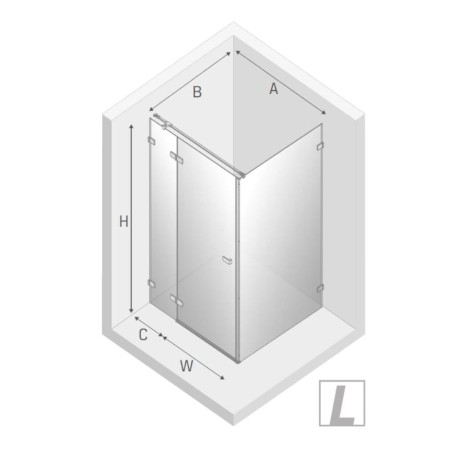 New Trendy Avexa kabina prostokątna lewa copper brushed 100x80x200 cm-rys.tech.