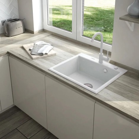 Deante Andante zlewozmywak granitowy 1-komorowy 60x52 alabaster.