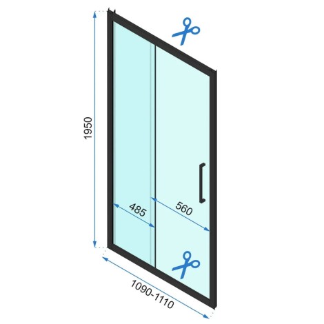 Rea Rapid Slide Brush Gold 110 drzwi prysznicowe 110x195