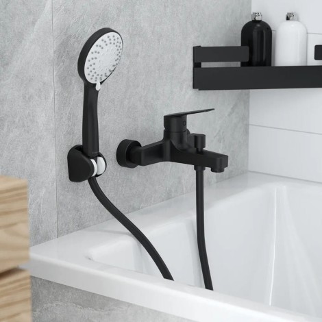 Deante Jasmin bateria wannowa ścienna  bez zestawu natryskowego nero.