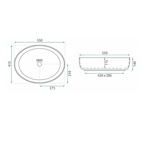 Rea Queen  umywalka nablatowa ceramiczna owalna carrara shiny