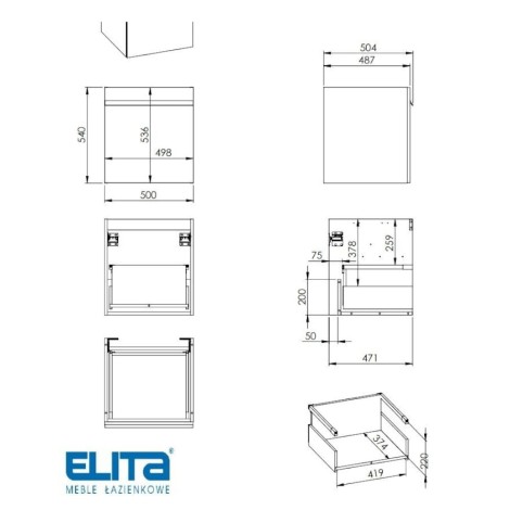 Elita Moody komoda 50 1S, kolor czarny mat-3