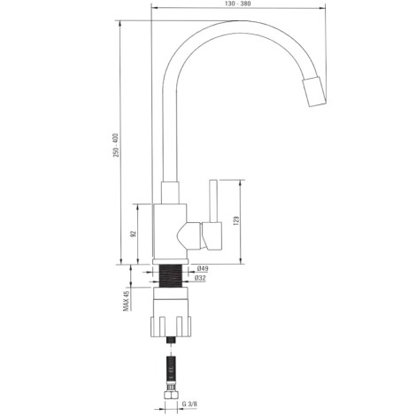Deante Neo Luno bateria zlewozmywakowa z elastyczną wylewką i słuchawką 2-funkcyjną beż