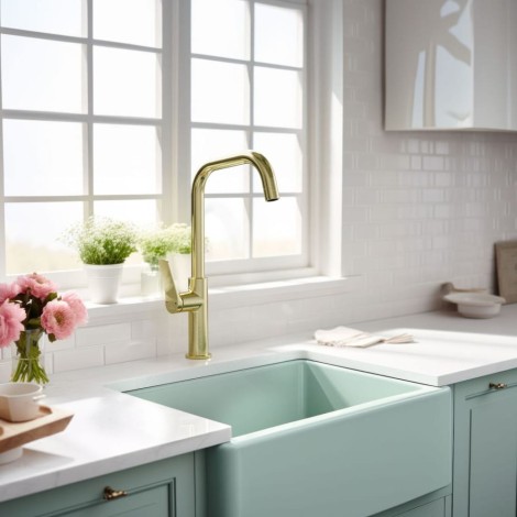 Invena Alonia bateria zlewozmywakowa stojąca złoto szczotkowane