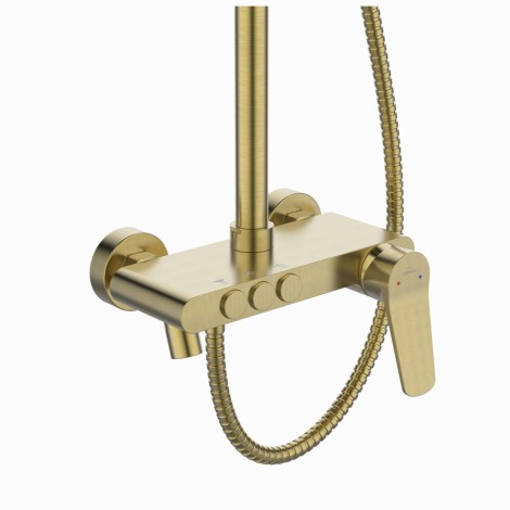 Invena Alonia deszczownia zestaw natryskowy z baterią złoto szczotkowane.