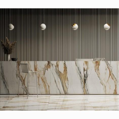 Stargres Calacatta gold płytka gresowa 59x118 cm poler - aranżacja.