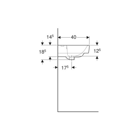 Geberit Selnova Compakt umywalka ścienna prostokątna 63x29cm