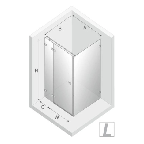 New Trendy Avexa kabina prostokątna lewa gold 80x90x200 cm-rys.tech.