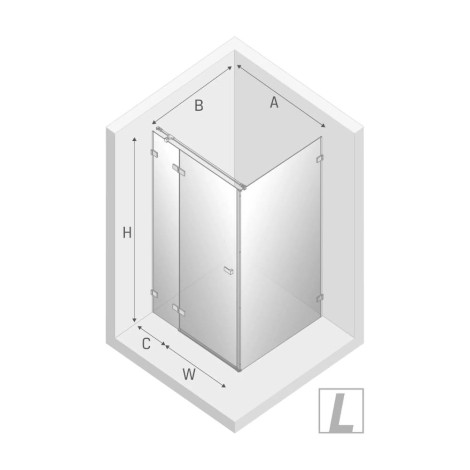 New Trendy Avexa kabina prostokątna lewa white 80x90x200 cm-rys.tech.