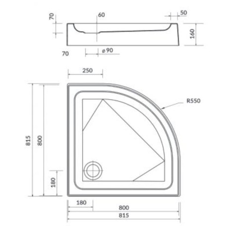Cersanit Basic set 161 kabina półokrągła 80x185 szkło transpatentne z brodzikiem taco 80x16
