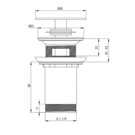 Deante korek click-clack umywlkowy okrągły z tuleją złoto szczotkowane