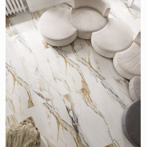 Stargres Calacatta gold płytka gresowa 59x118 cm poler - aranżacja.