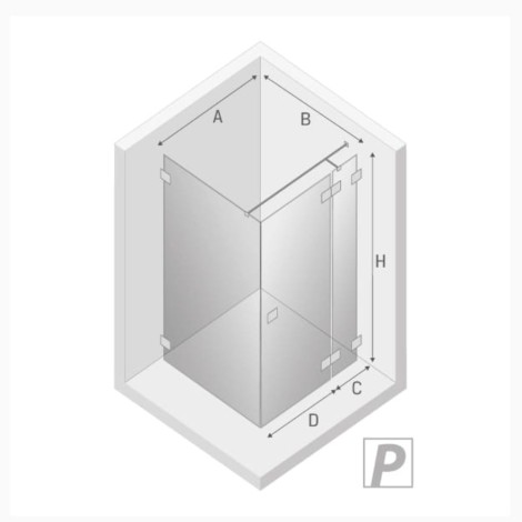 New Trendy Eventa kabina kwadratowa uchylna prawa chrom 80x80x200 cm-rys.tech.